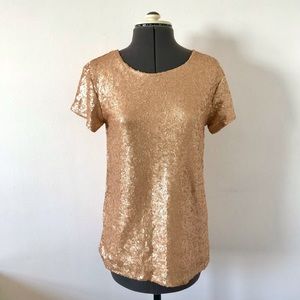 🎀 5/$25 Nordstrom Halogen gold sequin top sz XS